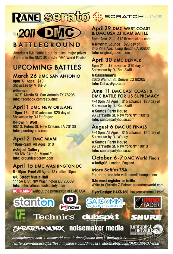 2011 DMC USA DJ Battle Tour flyer back