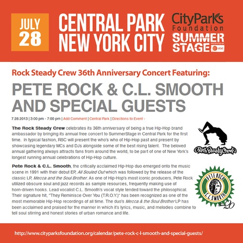 Rock Steady Crew 36th Anniversary Concert Featuring: Pete Rock & C.L. Smooth