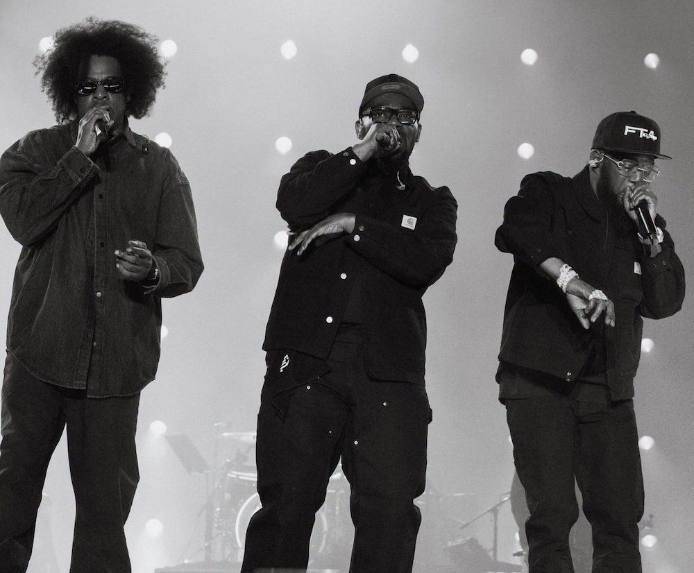 Jay-Z, Beanie Sigel, and Freeway on stage at Roots Picnic 2026